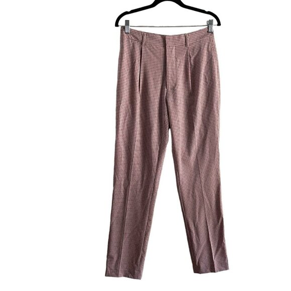 W by Worth Pants - Worth Wwn 2 Pink Cincinnati Check Wool Blend Pleat Front Taper Leg Pants NWT